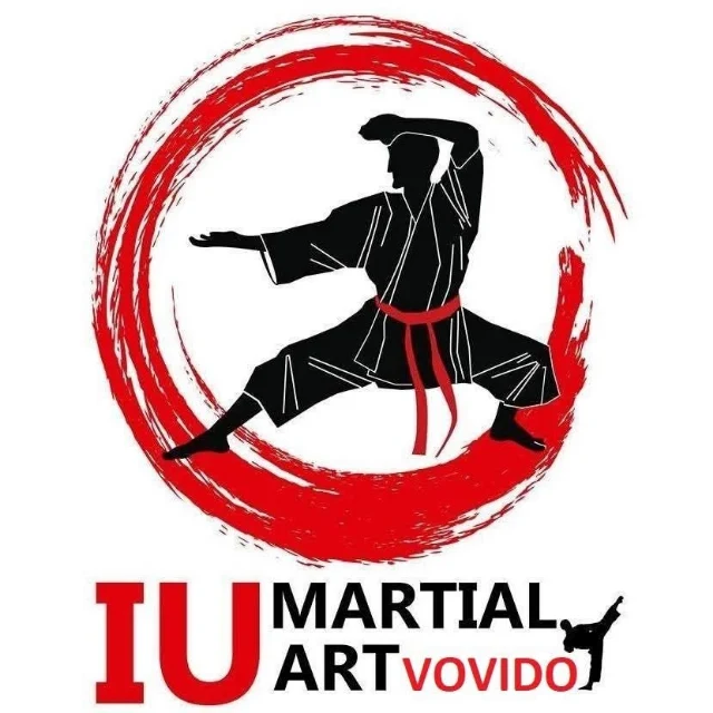Vovido club emblem: a martial artist in a low stance inside a red brush circle